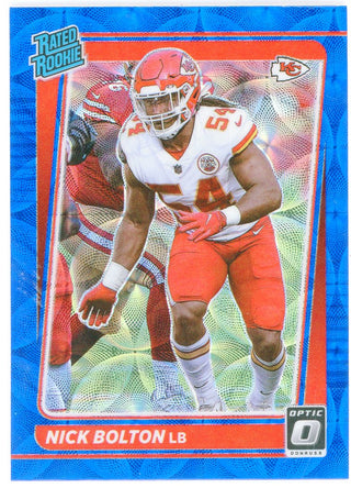 Nick Bolton 2021 Panini Optic Rated Rookie Blue Prizm Card #275