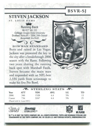 Steven Jackson Topps Bowman Sterling Pro Bowl Jersey Card 2007 BSVR-SJ