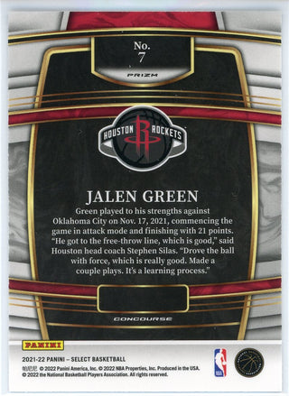 Jalen Green 2021-22 Panini Select Green Purple Prizm Rookie Card #7