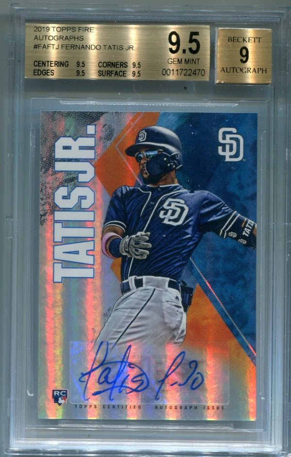Fernando Tatis Jr 2019 Topps Fire AUTOGRAPHS #FAFTJ BGS 9.5 GEM /AUTO 9  RC