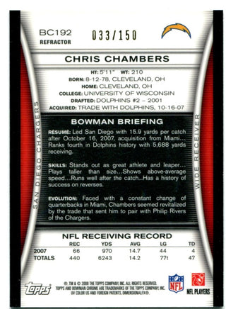 2008 Chris Chambers Bowman Chrome Refractor 033/150 #BC192