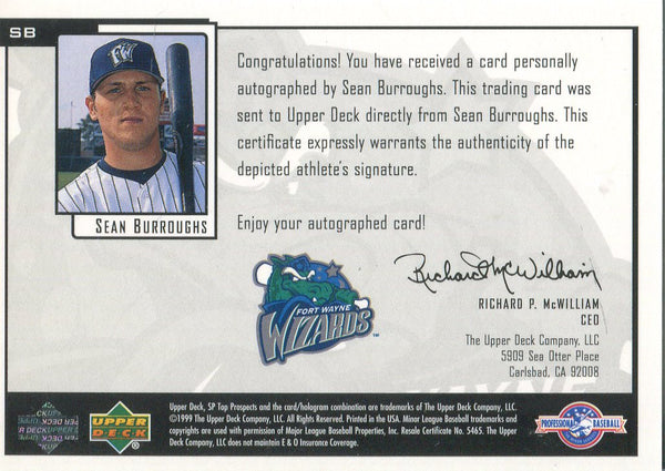 Sean Burroughs 1999 SP Autographed Card