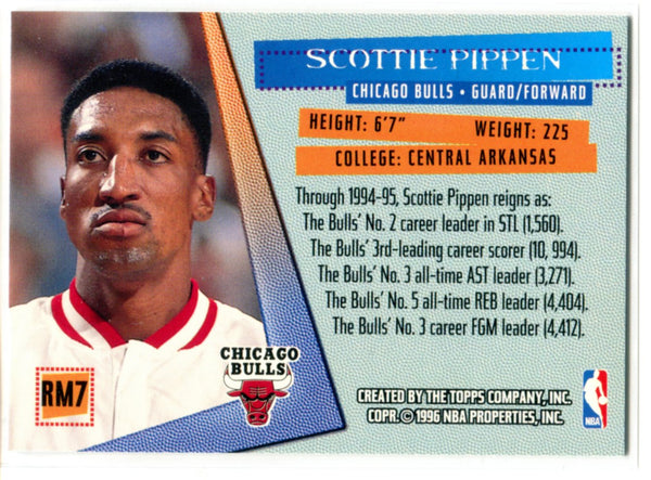 Scottie Pippen 1996-97 Topps Stadium Club Members Only Reign Men Card #RM7