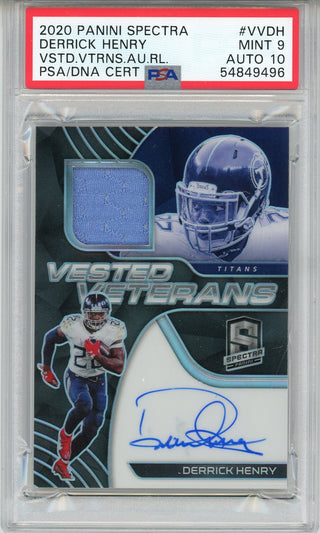 Derrick Henry Autographed 2020 Panini Spectra Vested Veterans Card #VVDH (PSA)