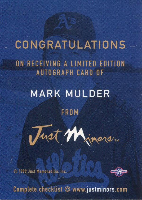 Mark Mulder 1999 Just Autographed Card