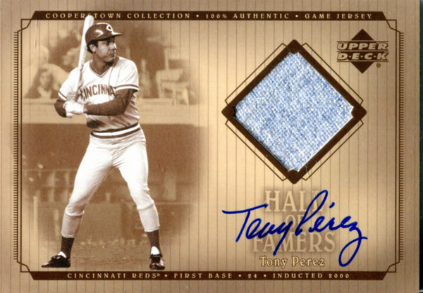 Tony Perez 2001 Upper Deck Game Worn Jersey and Autographed Card