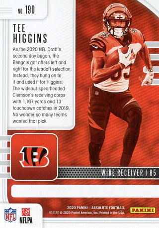 Tee Higgins 2020 Panini Absolute Rookie Card