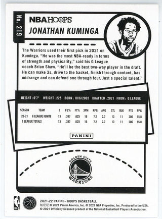 Jonathan Kuminga 2021-22 Panini Hoops Rookie Card #219