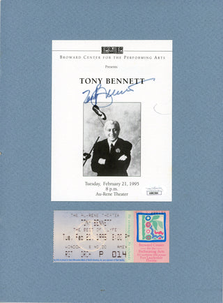 Tony Bennett Autographed Program Page w/ Ticket (JSA)