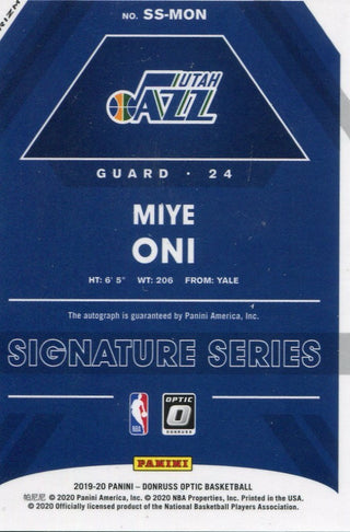 Miye Oni 2020 Panini Optic Autographed Card
