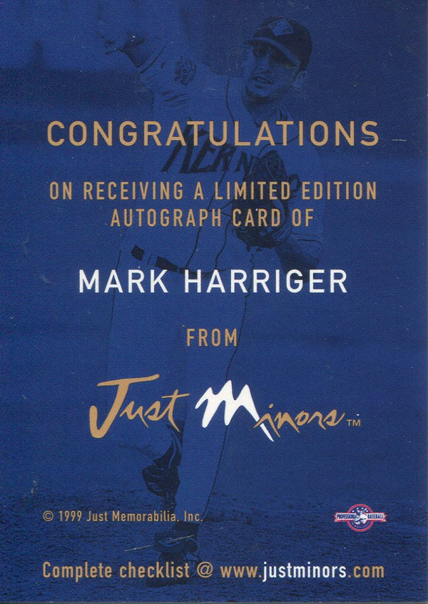 Mark Harriger 1999 Just Autographed Card