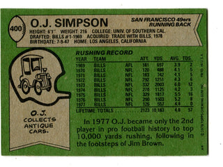 OJ Simpson 1978 Topps #400 Card