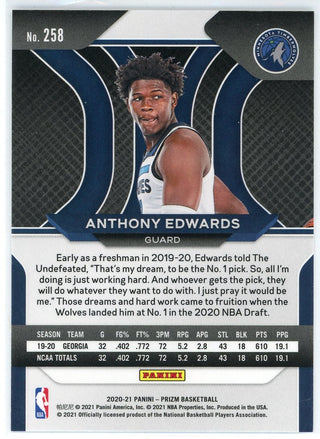Anthony Edwards 2020-21 Panini Prizm Rookie Card #258