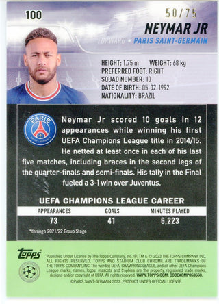 Neymar Jr. 2022 Topps Stadium Club Chrome Card #100