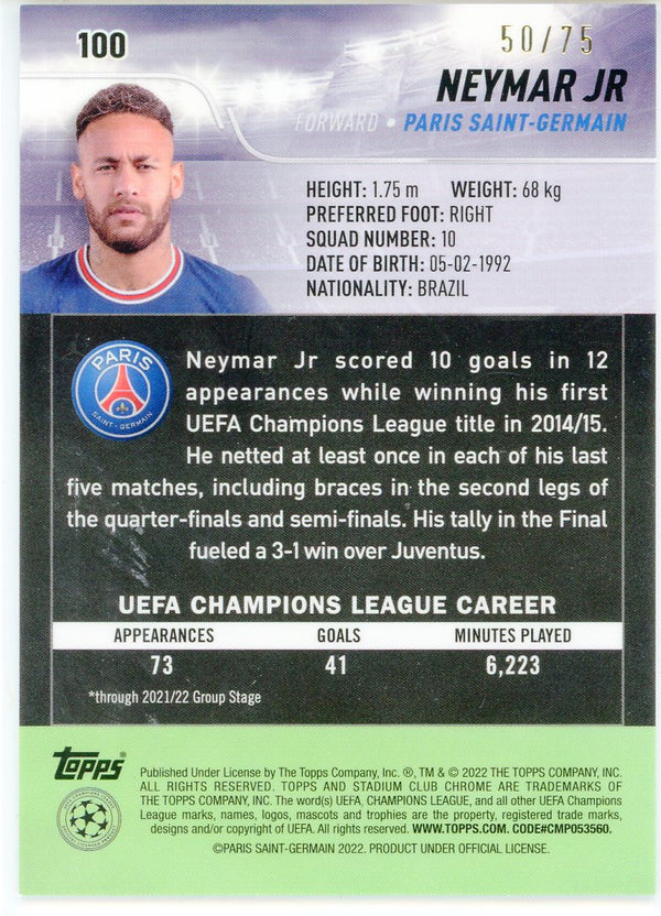 Neymar Jr. 2022 Topps Stadium Club Chrome Card #100