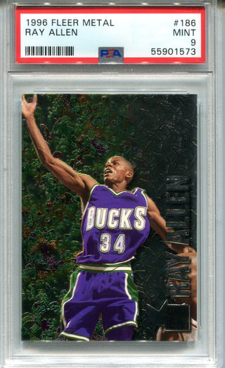 Ray Allen 1996 Fleer Metal #186 PSA Mint 9 Card