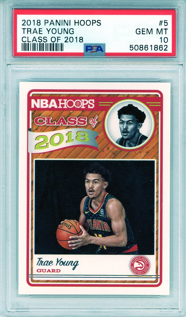 Trae Young 2018 Panini Hoops Class of 2018 Rookie Card #5 (PSA Gem Mint 10)