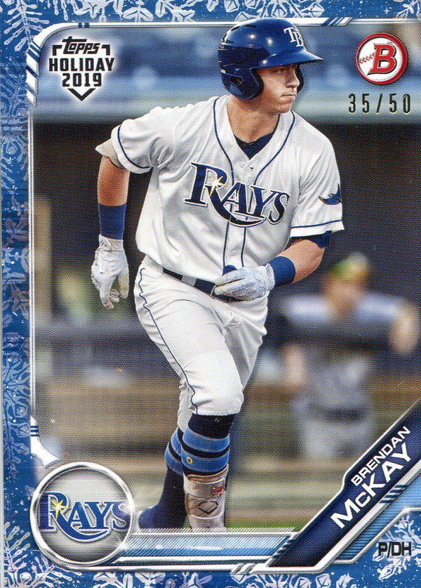 Brendan McKay 2019 Topps Holiday Blue Bowman Rookie Card 35/50