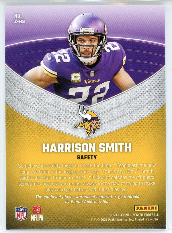 Harrison Smith 2021 Panini Zenith Z Jerseys Card #Z-HS