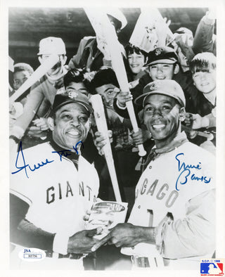 Willie Mays & Ernie Banks Autographed 8x10 Photo (JSA)