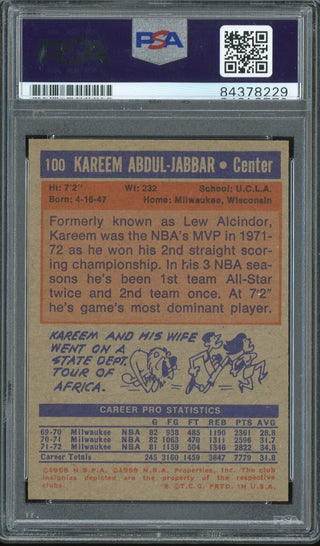 Kareem Abdul-Jabbar "6x NBA MVP, 6x NBA Champ" Autographed 1972-73 Topps Card (PSA)