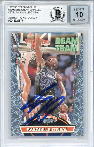 Shaquille O'Neal Autographed 1992-93 Topps Stadium Club Members Only Beam Team Card (BGS 10)