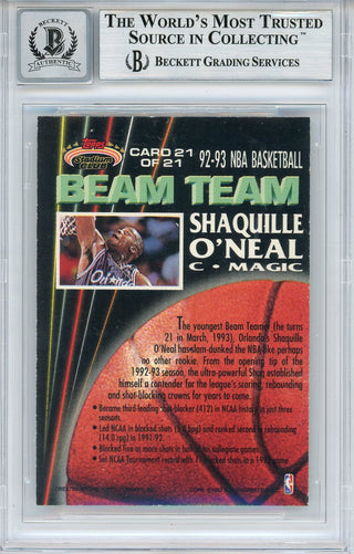 Shaquille O'Neal Autographed 1992-93 Topps Stadium Club Members Only Beam Team Card (BGS 10)