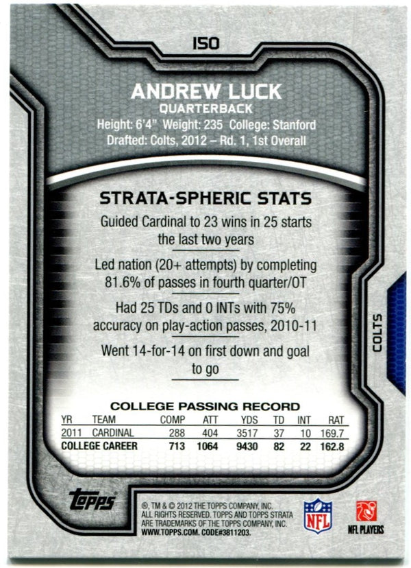 Andrew Luck Unsigned 2012 Topps Strata Rookie Card
