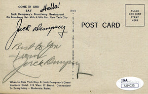 Jack Dempsey Autographed Post Card (JSA)