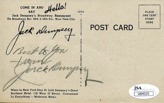Jack Dempsey Autographed Post Card (JSA)