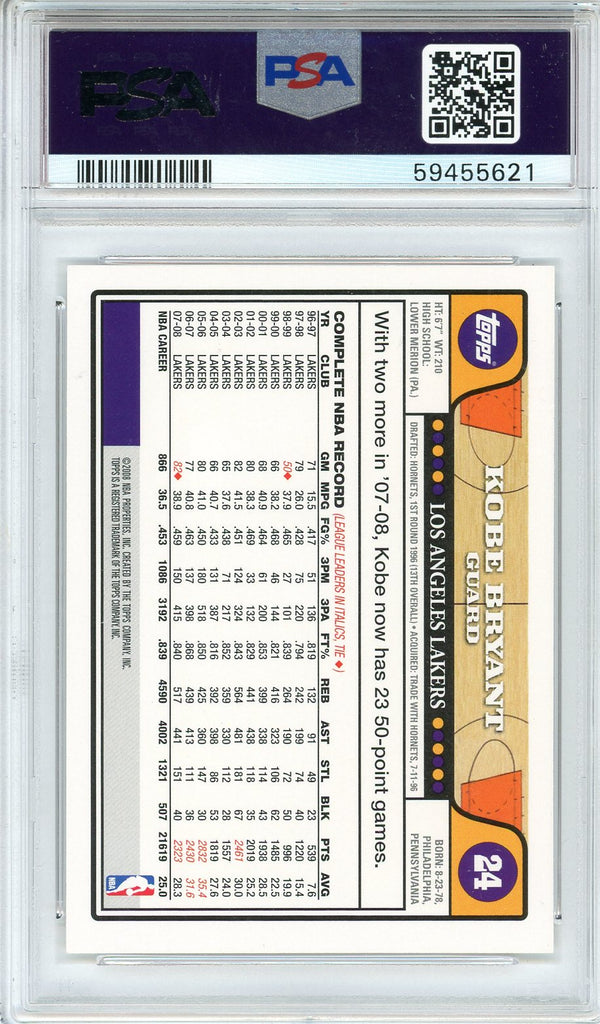 Kobe Bryant 2008 Vs. Lebron James Topps Card #24 (PSA NM-MT 8)