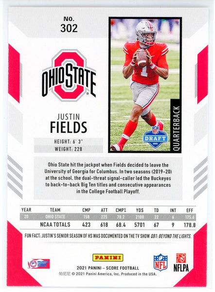 NEW 2021 Score Football Authentic JUSTIN FIELDS Rookie Card - Georgia  Bulldogs : Everything Else 