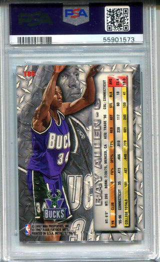 Ray Allen 1996 Fleer Metal #186 PSA Mint 9 Card