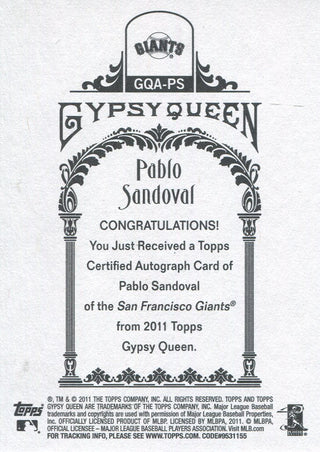 Pablo Sandoval 2011 Topps Autographed Card