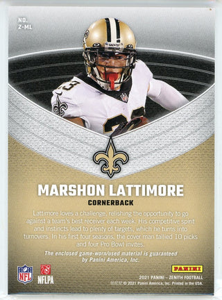 Marshon Lattimore 2021 Panini Zenith Z Jerseys Card #Z-ML