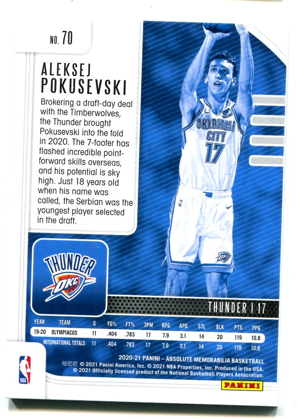 Aleksej Pokusevski Panini Absolute Memorabilia #70 Rookie Card