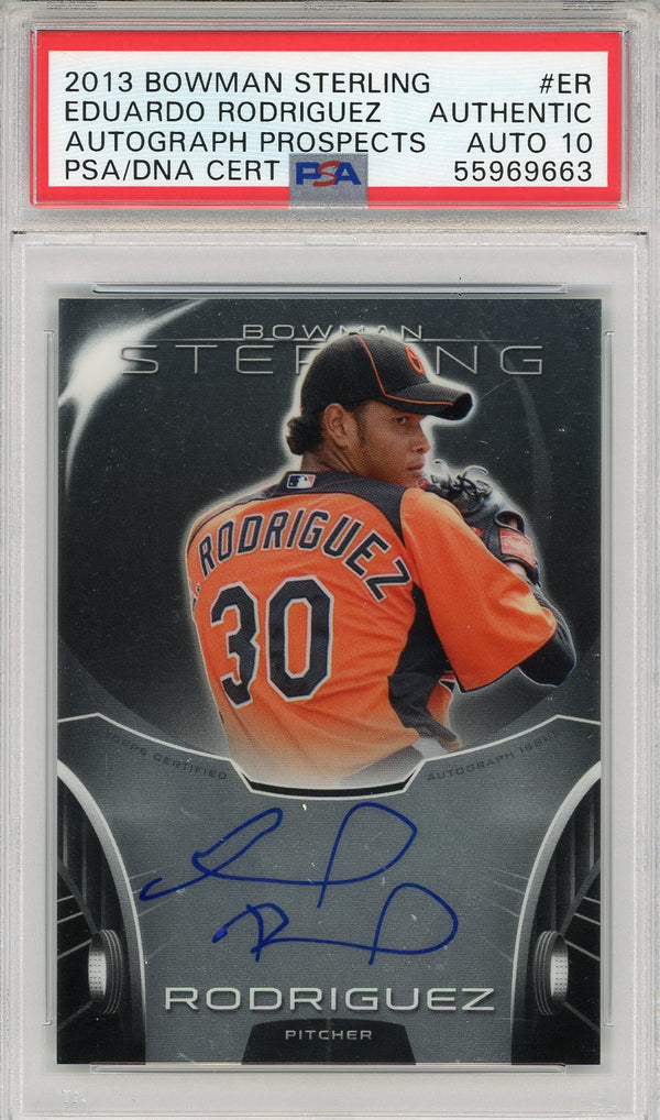 Eduardo Rodriguez Autographed 2013 Bowman Sterling Rookie Card (PSA Auto 10)