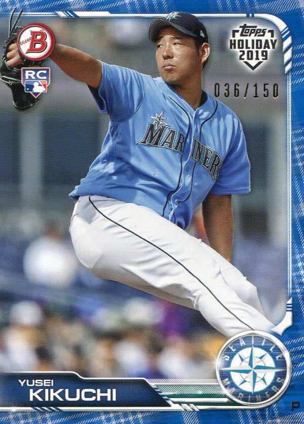 Yusei Kikuchi 2019 Topps Holiday Blue Plaid Bowman Rookie Card 36/150