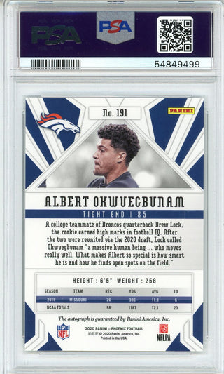 Albert Okwuegbunam Autographed 2020 Panini Phoenix Rookie Card #191 (PSA)