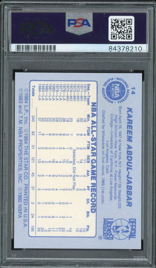 Kareem Abdul-Jabbar Autographed 1984 Star Card (PSA)