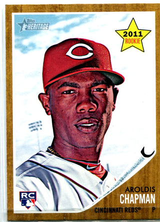 Aroldis Chapman 2011 Topps Heritage Unsigned Rookie Card