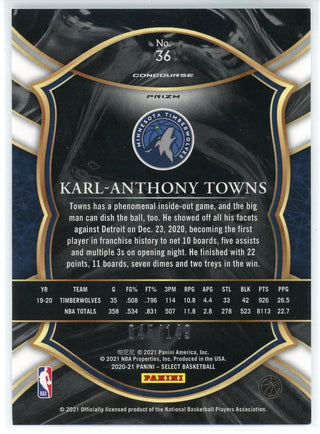 Karl-Anthony Towns 2020-21 Panini Select Concourse Prizm Card #36