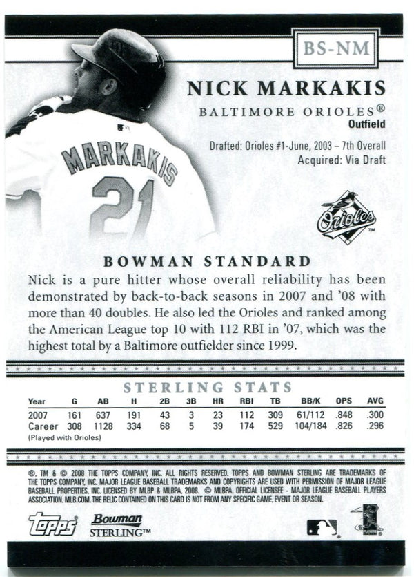 Nick Markakis Bowman Sterling Jersey Card 2008 #BS-NM