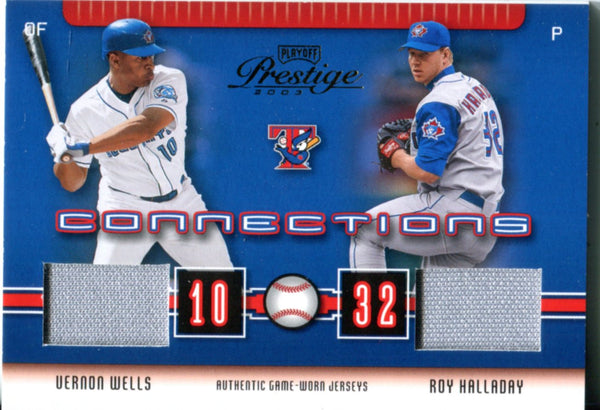 Vernon Wells and Roy Halladay 2003 Playoff Game Worn Jersey Card 26/400