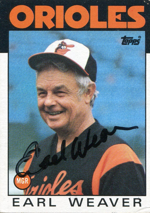Earl Weaver Autographed 1986 Topps Card #321