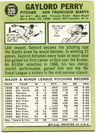 Gaylord Perry Topps 1967 #320