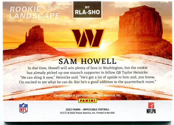 Sam Howell 2022 Panini Impeccable Rookie Landscape Auto 73/99