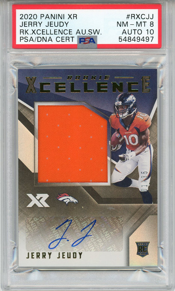 Jerry Jeudy Autographed 2020 Panini XrRookie Excellence Jersey Card #R