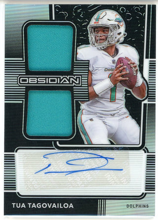 Tua Tagovailoa Autographed 2020 Panini Obsidian Rookie Patch Card #RJI-3