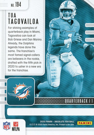 Tua Tagovailoa 2020 Panini Absolute Rookie Card